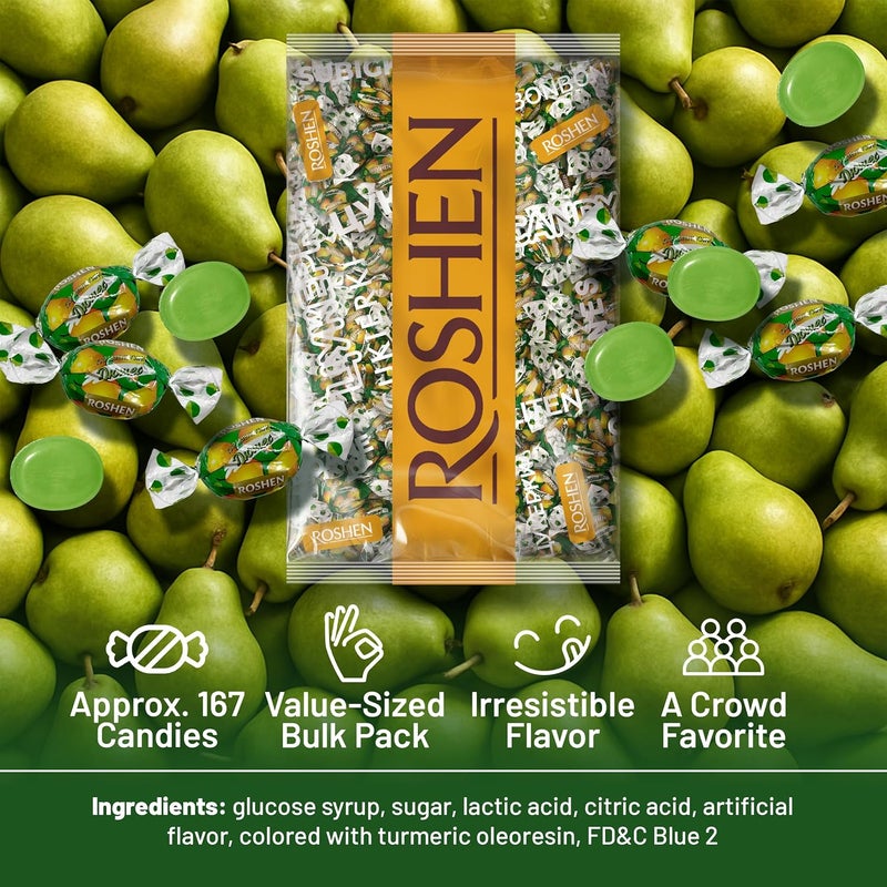 Roshen حلوى روشن دوقة الكمثرى الصلبة، كوشير وحلال، 1 كجم حلوى بالجملة - Image 4